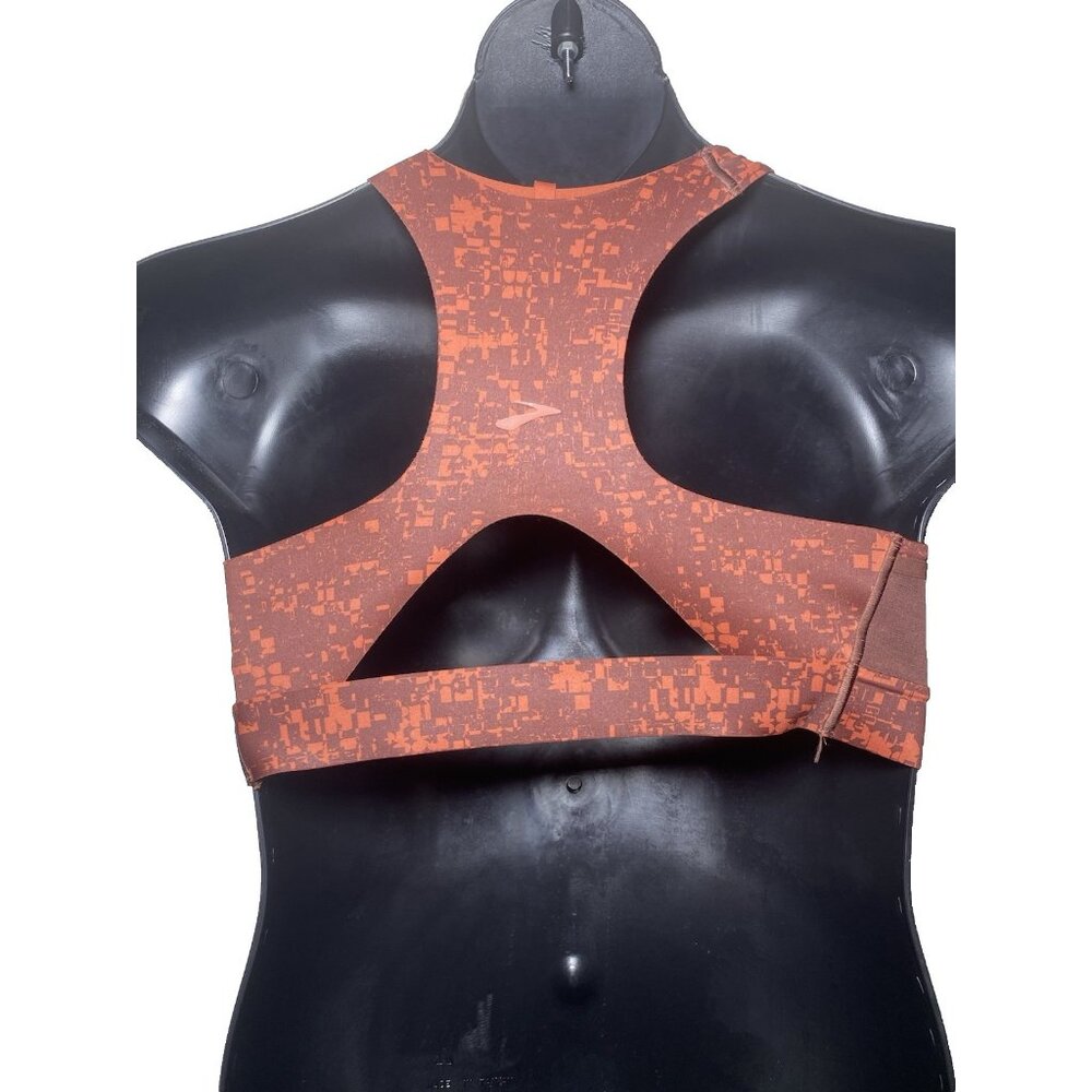 Brooks NWT 32C/D Drive 3 Pocket Run Bra Glitch Print Copper Compression Wicking - Picture 2 of 10